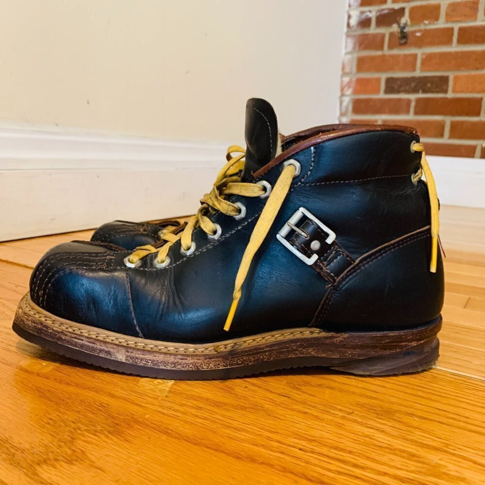 VINTAGE JC Higgins WW2 US Ski Mountain Leather Boots Steampunk - Picture 4 of 16